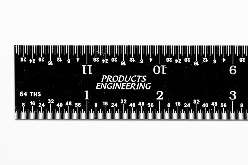 PEC TOOLS 302-012EZ, 12 Inch Rigid Ruler, 3R (32nds, 64ths, 10ths, 50ths),Made in US, Stainless Steel, Black Chrome - Image 2
