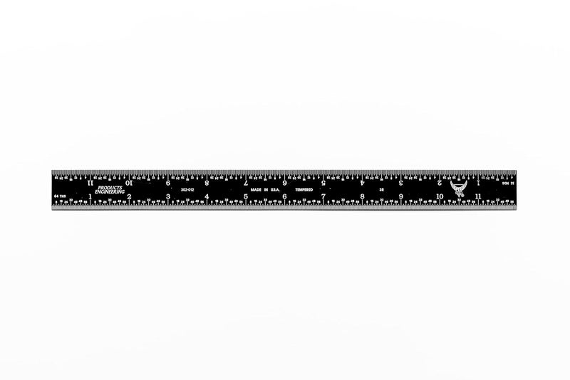 PEC TOOLS 302-012EZ, 12 Inch Rigid Ruler, 3R (32nds, 64ths, 10ths, 50ths),Made in US, Stainless Steel, Black Chrome - Image 3