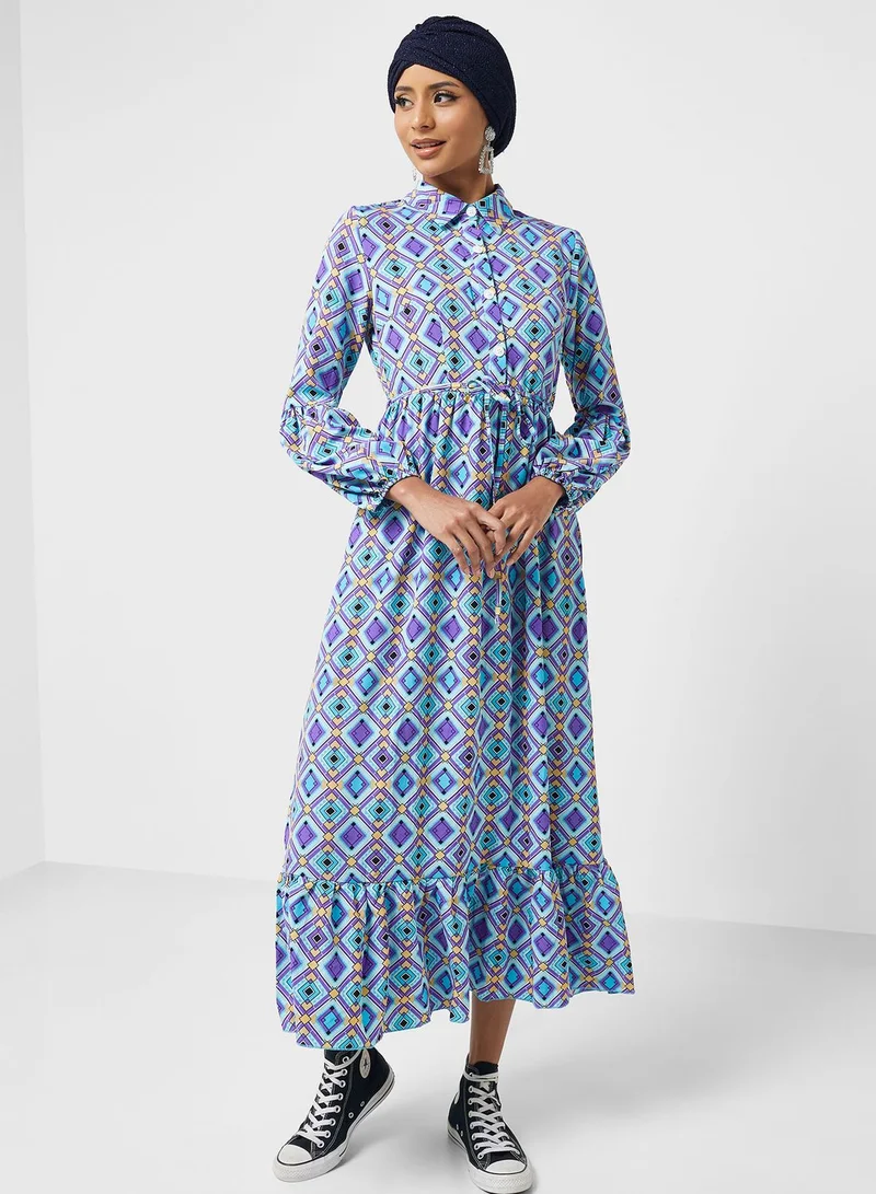 Khizana Geometric Print Dress