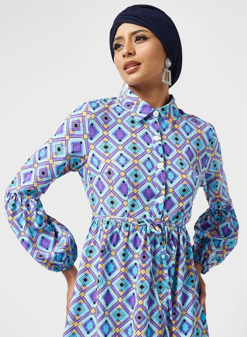 Khizana Geometric Print Dress
