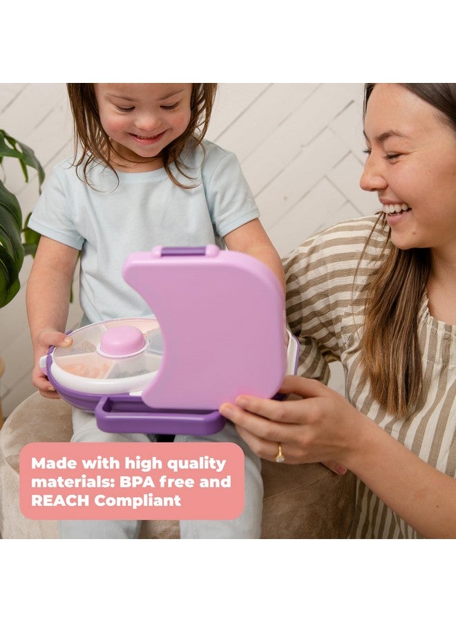 GOBE GoBe Kids Lunchbox with Small Snack Spinner Flip - Bundle with Hand Strap & Sticker Sheet, 2-in-1 Bento Style Lunch Container, 5 Small +1 Large Sandwich Compartment, BPA & PVC Free- Macaron Blue  - Image 3