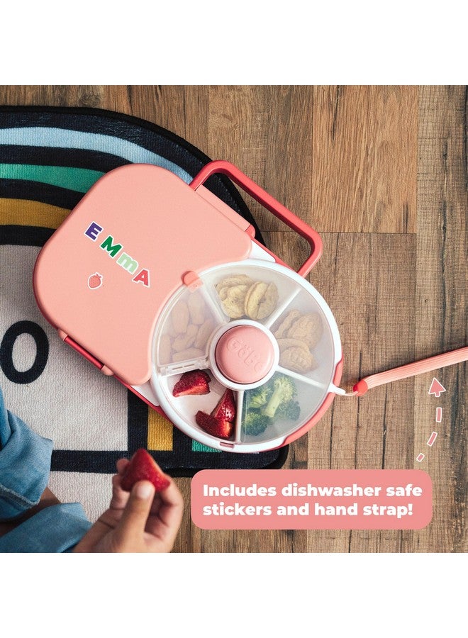 GOBE GoBe Kids Lunchbox with Small Snack Spinner Flip - Bundle with Hand Strap & Sticker Sheet, 2-in-1 Bento Style Lunch Container, 5 Small +1 Large Sandwich Compartment, BPA & PVC Free- Macaron Blue  - Image 5