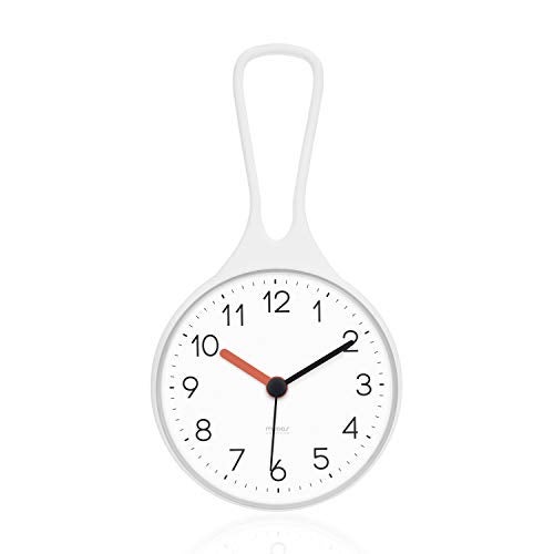 mooas mooas Loop Bathroom Clock White 316 x 131 x 602 inch Waterproof Shower Clock Kitchen Clock NonTicking Battery Operated 