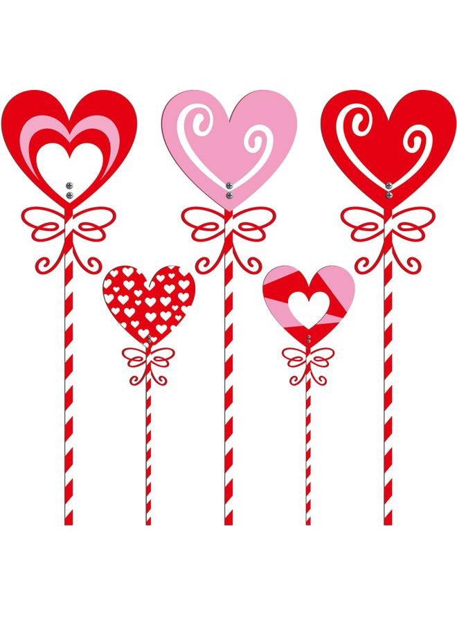 Yaocom 5 Pcs Valentine's Day Metal Heart Garden Stakes 24.4''/ 12" Large Heart Planter Yard Sign Heart Decorative Planter Stakes Decorations for Patio Pathway Indoors Outdoor Decorations - Image 1