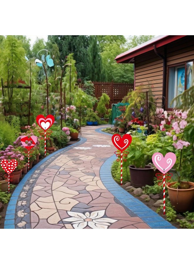 Yaocom 5 Pcs Valentine's Day Metal Heart Garden Stakes 24.4''/ 12" Large Heart Planter Yard Sign Heart Decorative Planter Stakes Decorations for Patio Pathway Indoors Outdoor Decorations - Image 5