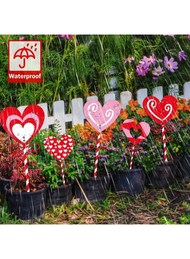 Yaocom 5 Pcs Valentine's Day Metal Heart Garden Stakes 24.4''/ 12" Large Heart Planter Yard Sign Heart Decorative Planter Stakes Decorations for Patio Pathway Indoors Outdoor Decorations - Image 3