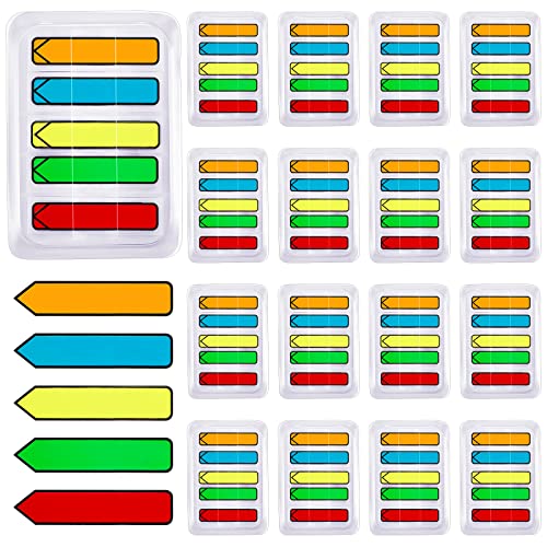 Teling 2000 Page Markers Colored Sticky Tabs Arrow Flags Tabs with Dispenser 5 Colors Sign Here Index Tab Stickers for Notebooks Books Documents Office Paper Organization - Image 1
