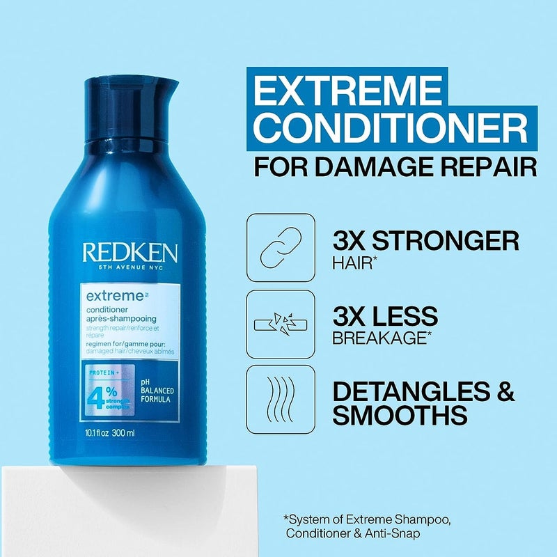 Redken Extreme Conditioner | Anti-Breakage & Protection for Damaged Hair | Strengthen and Fortify Hair | Infused With Proteins | For Weak, Brittle Hair | 10.1 Fl Oz - Image 3