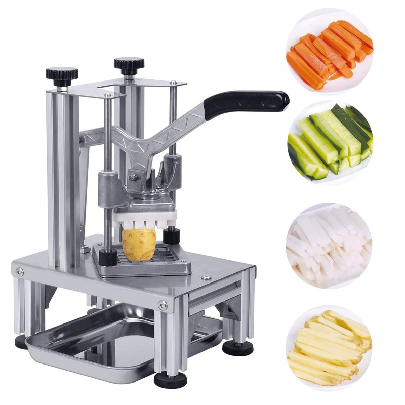 Rismanor Commercial French Fries Cutter 1/4â€³ 3/8â€³ 6 Wedges 6 Wedges to Core Stainless Steel Blades Potato Slicer Fruit Chopper for Restaurant Home Kitchen Cutting, Sliver - Image 2
