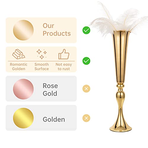 Lovecat Set of 2 Metal Trumpet Vases for Table Centerpieces, Anniversary Celebration Wedding Party Dinner Table Centerpieces, Wedding Decorations, 21.9"/55.5cm Gold Vases - Image 5