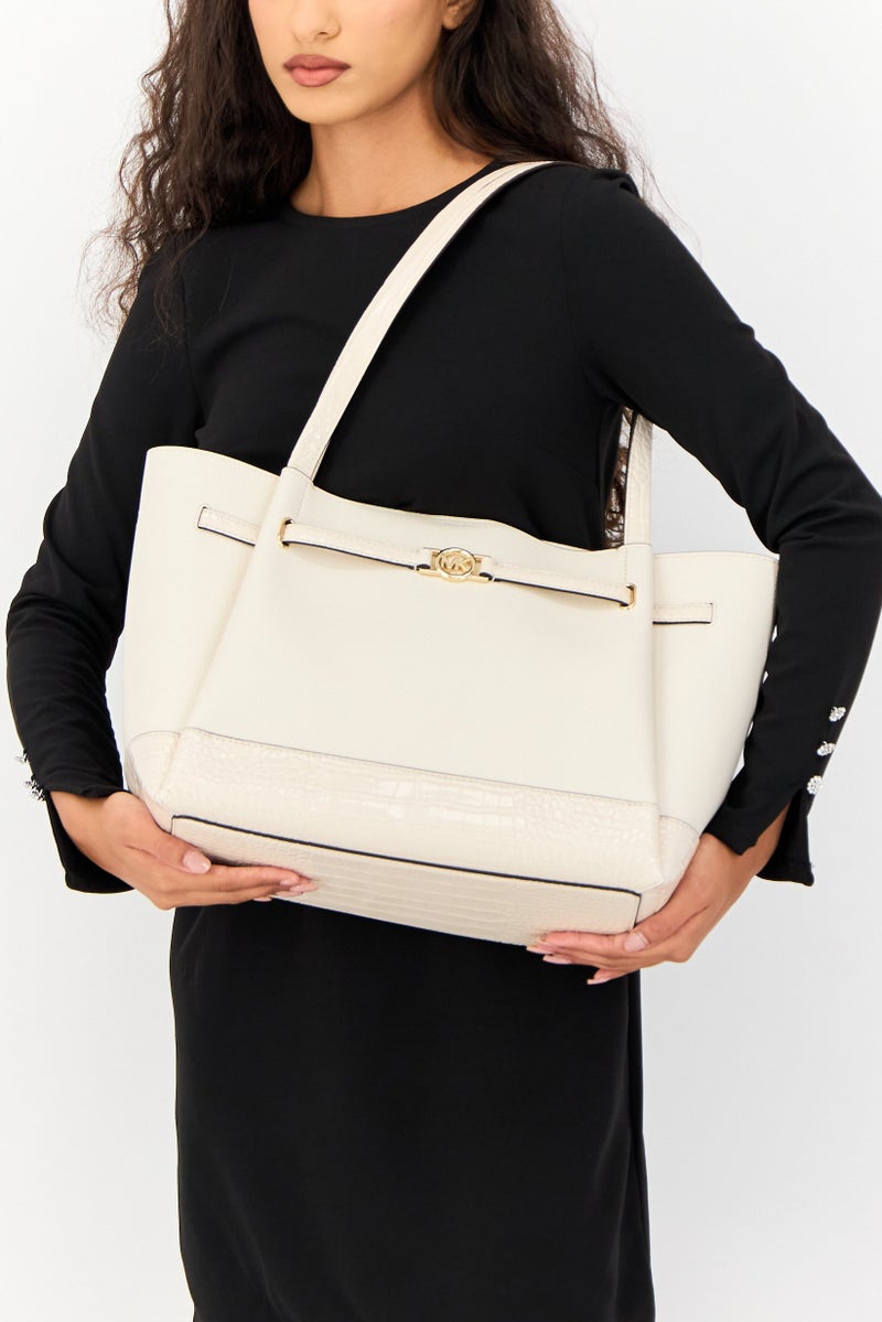 Michael Kors Women Brand Logo Tote Bag, Light Cream  - Image 2