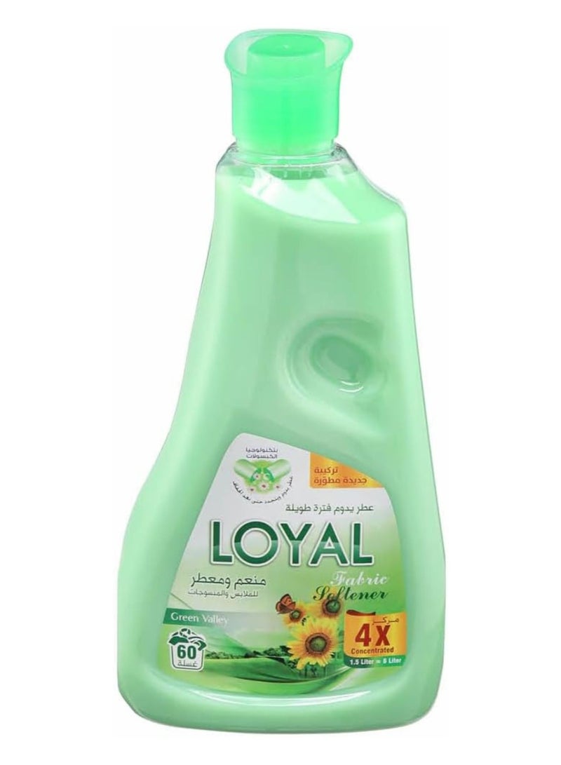 Loyal Fabric Softener & Freshener Concentrated, Green Valley, 60 Washes 1500ml - Image 1