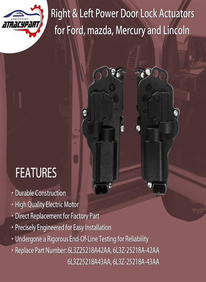 ATRACYPART Power Door Lock Actuators Kit Left & Right Side | for Ford F150 F250 F350 F450 Excursion Expedition Mustang & More | Replaces# 6L3Z25218A43AA, 6L3Z25218A42AA - Image 2
