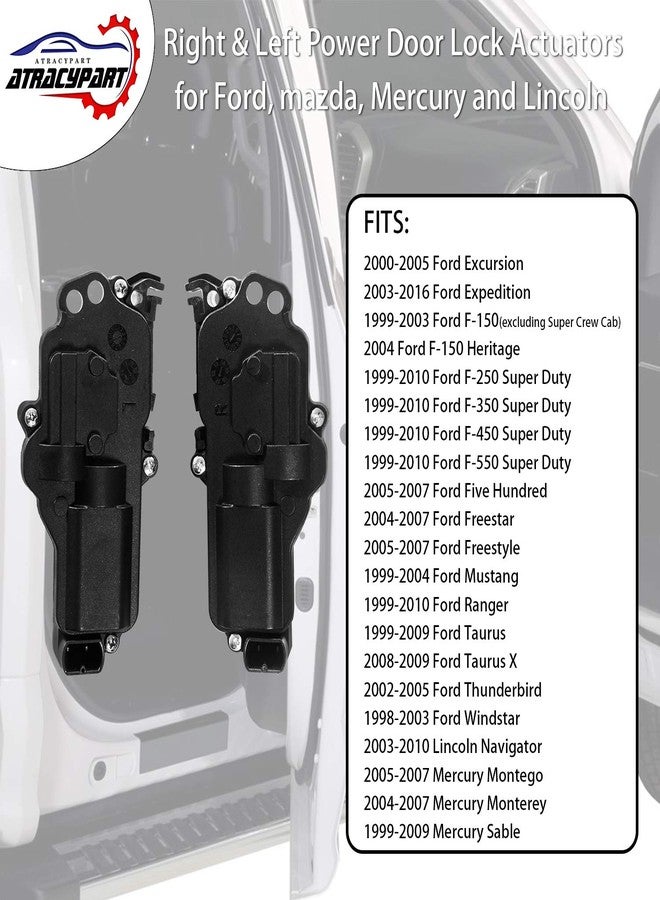 ATRACYPART Power Door Lock Actuators Kit Left & Right Side | for Ford F150 F250 F350 F450 Excursion Expedition Mustang & More | Replaces# 6L3Z25218A43AA, 6L3Z25218A42AA - Image 3