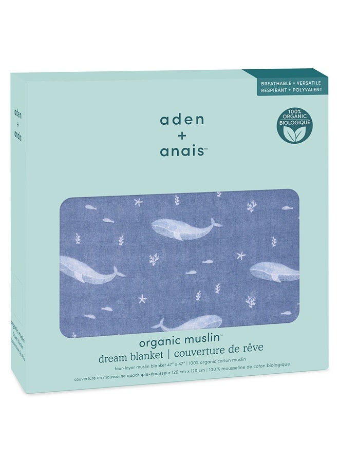 aden + anais Cotton Muslin Dream Blanket  Oceanic Deep Sea - Image 1