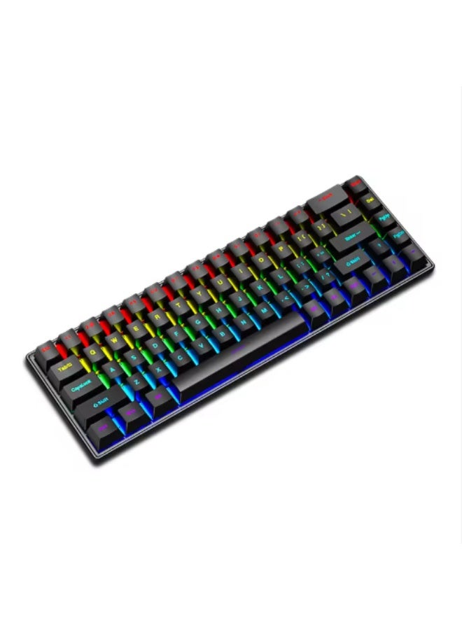 أيه بي جي كيبورد قيمنق ميكانيكي 68 زر سويتش أحمر – كيبورد عربي انجليزي، تصميم مدمج 65% أسود، إضاءة RGB، سلكي USB - Image 2