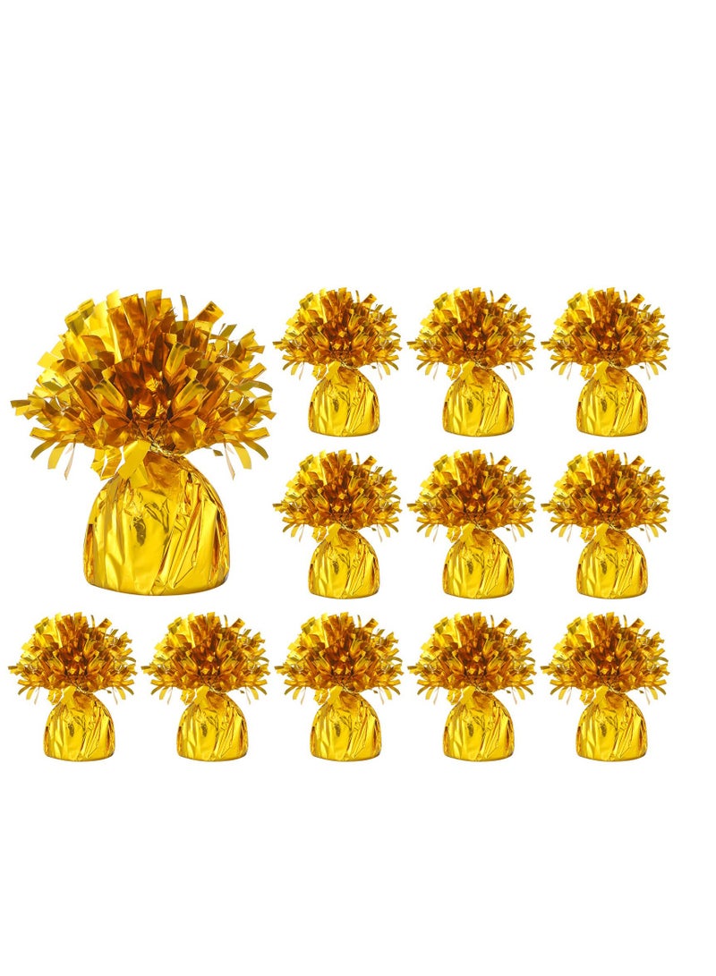 Excefore Metallic Gold Heavy Solid Balloon Weights Pack Holder, Heavy Solid Metallic Anchor Balloon Holder Weights, for Table Centerpiece Balloon, for DIY, Birthday, Wedding, Party 2.5 x 5 in (12 Pcs) - Image 1
