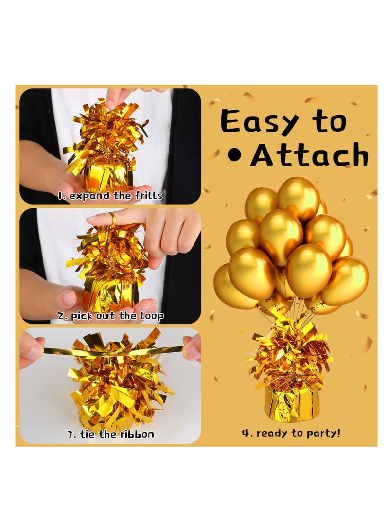 Excefore Metallic Gold Heavy Solid Balloon Weights Pack Holder, Heavy Solid Metallic Anchor Balloon Holder Weights, for Table Centerpiece Balloon, for DIY, Birthday, Wedding, Party 2.5 x 5 in (12 Pcs) - Image 3