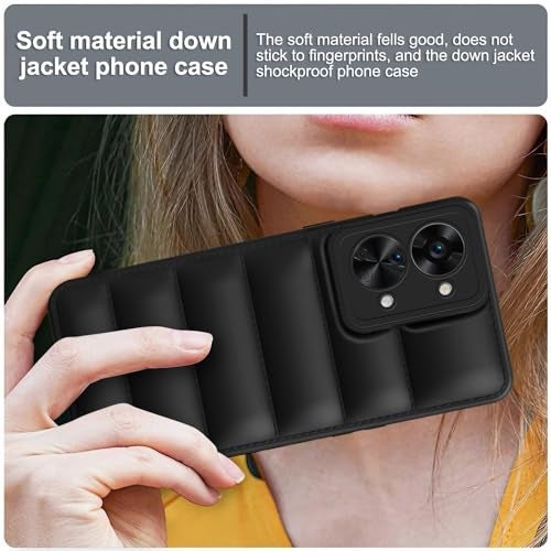 Plus Puffer Case Camera Protection Soft Back Cover for OnePlus Nord 2T 5G - Black - Image 5