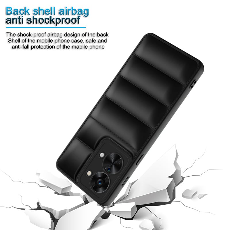 Plus Puffer Case Camera Protection Soft Back Cover for OnePlus Nord 2T 5G - Black - Image 4