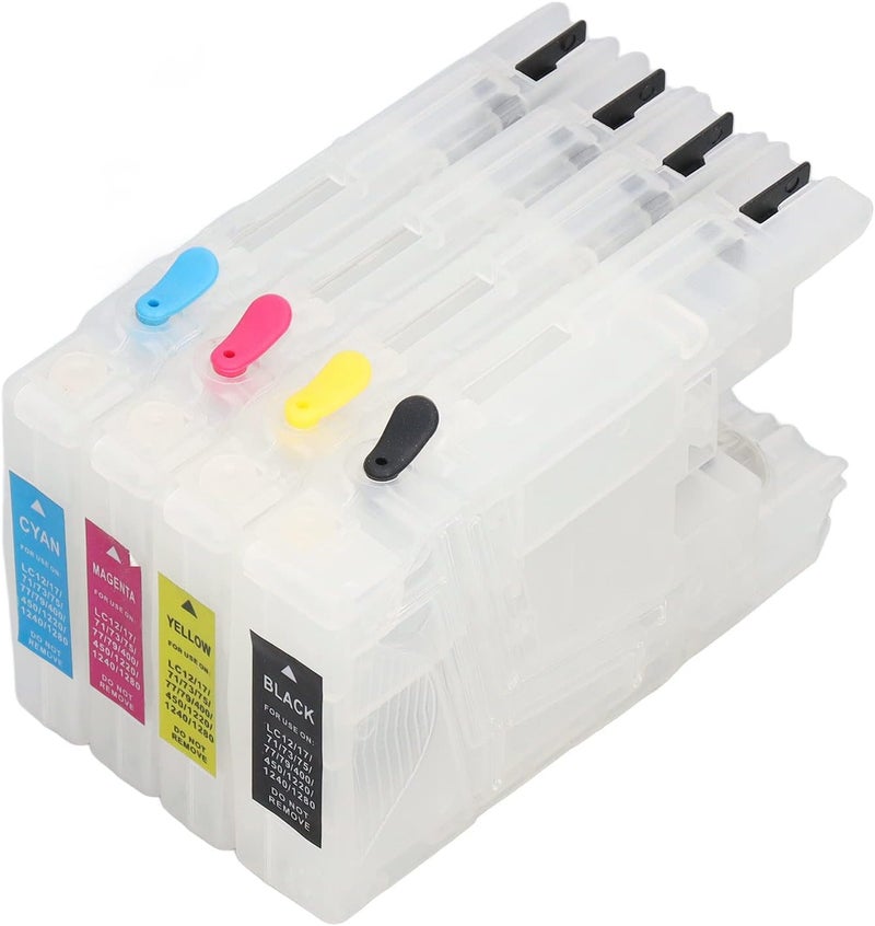4Pcs Ink Cartridges Compatible with BK C M Y 4 - Color Refillable Replacement for Inkjet Printer, Durable PP Material, No Leakage, Smooth Printing for Photos Documents - Image 1