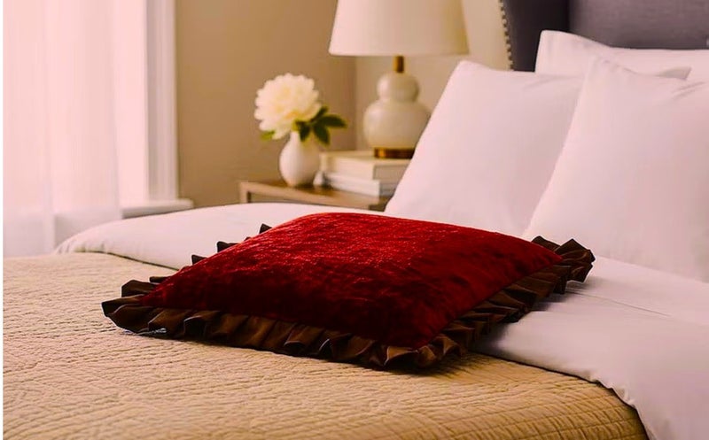 Velvet cushion cover Handmade pleated edges 100% high quality - Image 1