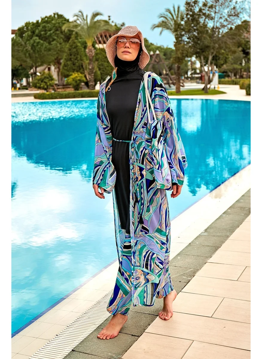 Marina Lilac Kimono Kaftan with Pattern P2406