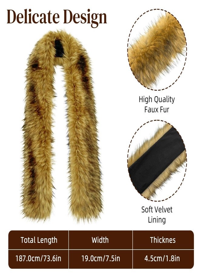 RainFlowwer Faux Fur Scarf Wrap for Women, Brown Collar Cold Winter Warm Wrap Stole Shawl Shrug Neck Warmer - Image 2