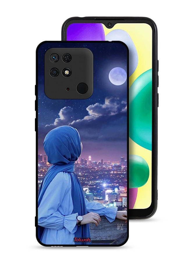 Tolwak Xiaomi Redmi 10C Protective Case Cover Looking At Moon Hijab Girl - Image 1