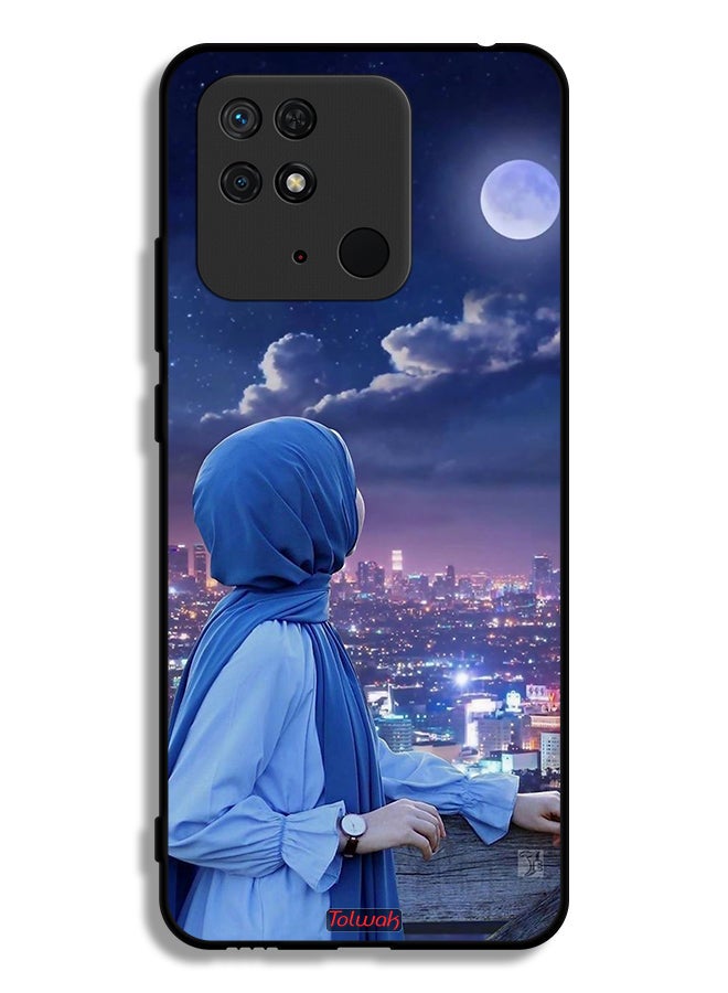 Tolwak Xiaomi Redmi 10C Protective Case Cover Looking At Moon Hijab Girl - Image 2