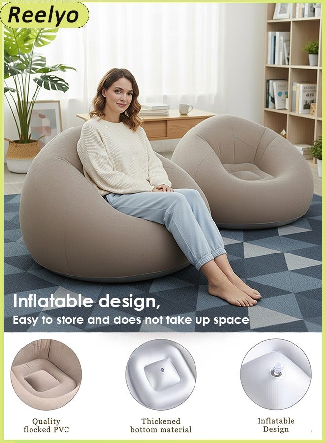 ريليو 1/2 قطعة أريكة قابلة للنفخ كرسي كيس الفول كرسي قابل للنفخ مع مضخة هواء قابلة للطي محمولة قابلة للنفخ أريكة كسولة للقراءة غرفة المعيشة غرفة النوم التخييم (قهوة) - Image 1