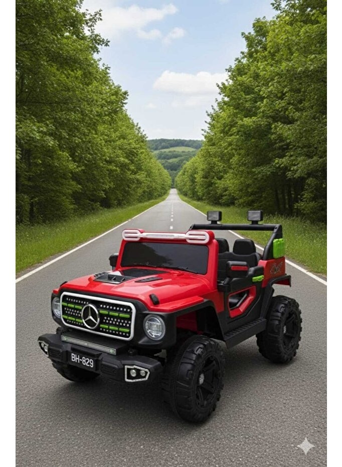 ضحكة  سيارة اطفال كهربائية جيب دفع رباعي 12 فولت - بمحركين قويين، ريموت تحكم أبوي، أضواء LED