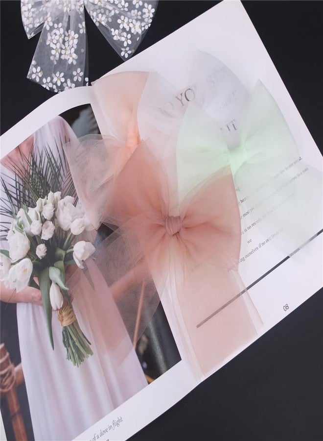 Sugarmelon Large Tulle Bow Hair Clips for Baby Girls Women Cottagecore Lightweight Gauze Bow Hair Barrettes Accessories, 8 Pack Large Sailor Bows - Image 5