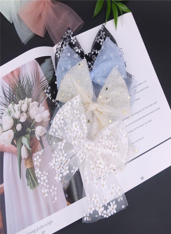 Sugarmelon Large Tulle Bow Hair Clips for Baby Girls Women Cottagecore Lightweight Gauze Bow Hair Barrettes Accessories, 8 Pack Large Sailor Bows - Image 2