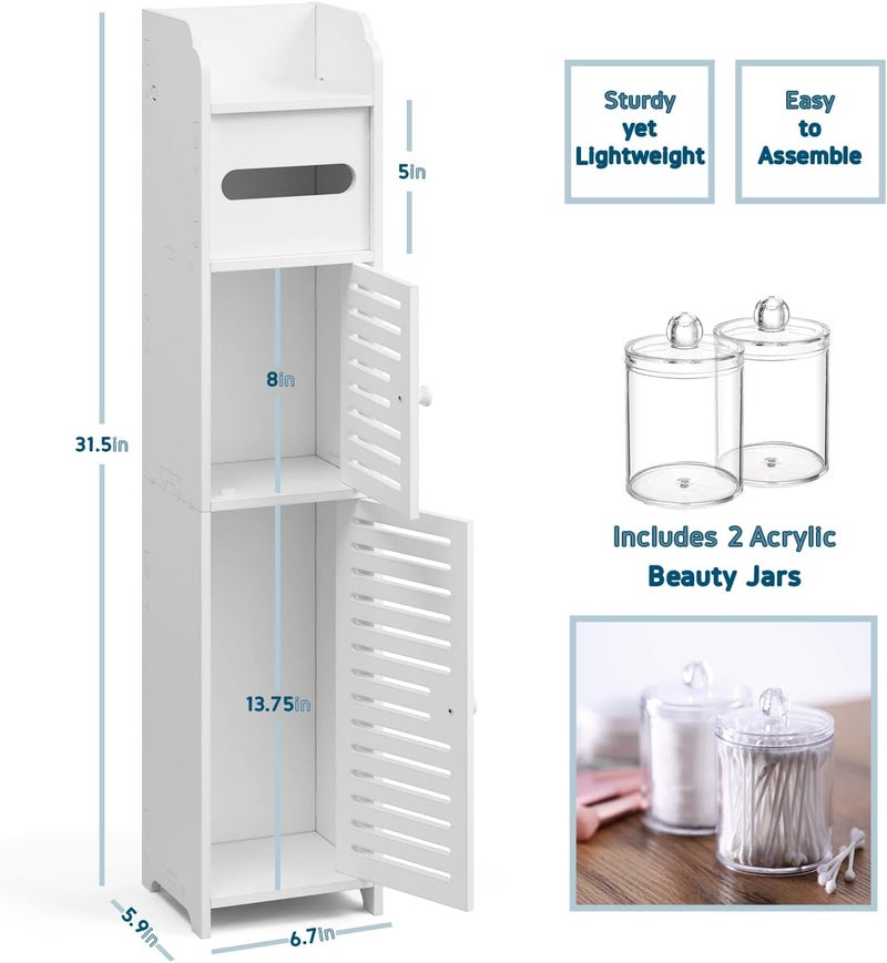 TPGP Hearth & Harbor Bathroom Storage Organizer with Apothecary Jars - White - Image 2