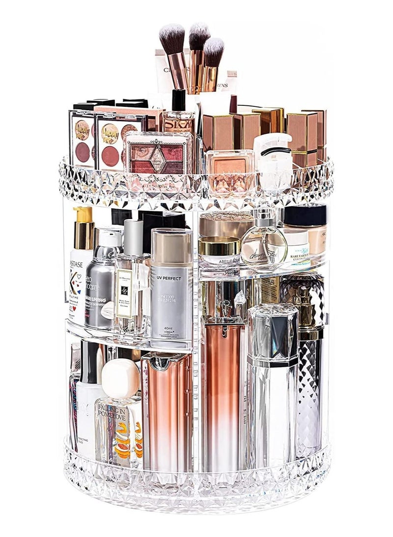 الأزرق جي دبليو Makeup Organiser, 360° Rotating Crystal Beauty Organiser for Jewelry Cosmetic Perfumes, Storage, Vanity Table, Bedroom and Bathroom - Image 1