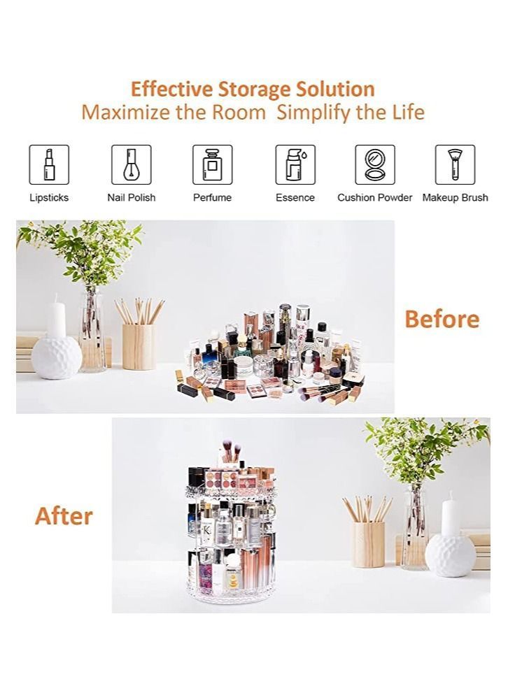 الأزرق جي دبليو Makeup Organiser, 360° Rotating Crystal Beauty Organiser for Jewelry Cosmetic Perfumes, Storage, Vanity Table, Bedroom and Bathroom - Image 3