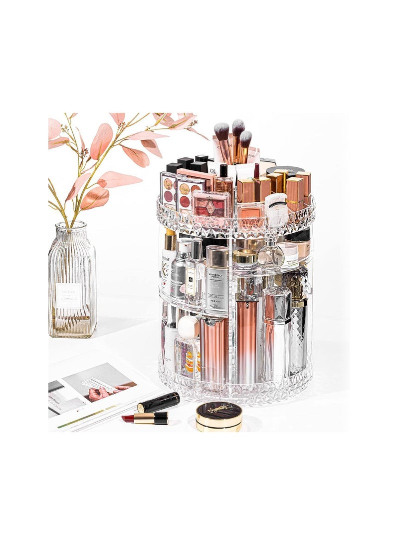 الأزرق جي دبليو Makeup Organiser, 360° Rotating Crystal Beauty Organiser for Jewelry Cosmetic Perfumes, Storage, Vanity Table, Bedroom and Bathroom - Image 5