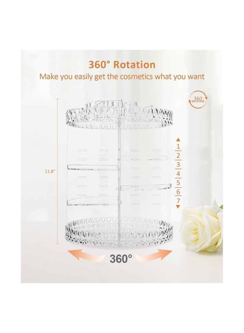 الأزرق جي دبليو Makeup Organiser, 360° Rotating Crystal Beauty Organiser for Jewelry Cosmetic Perfumes, Storage, Vanity Table, Bedroom and Bathroom - Image 4