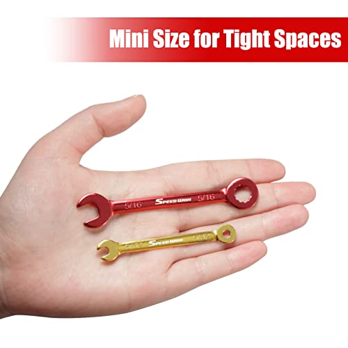 SPEEDWOX 10 Pcs Color Plated Open and Box End Mini Wrenches Color Coated Midget Wrench Set Mini Combination Wrench Set SAE with Portable Pouch and Large Ring（5/32-7/16"） - Image 5