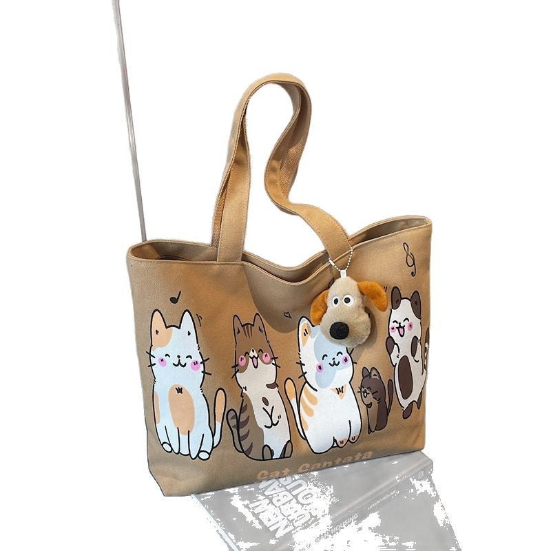 Korean Style 2026 Spring Casual Large Capacity Canvas Shoulder Bag Tote for Women - Image 4