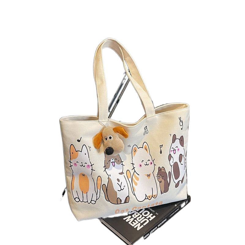 Korean Style 2026 Spring Casual Large Capacity Canvas Shoulder Bag Tote for Women - Image 5