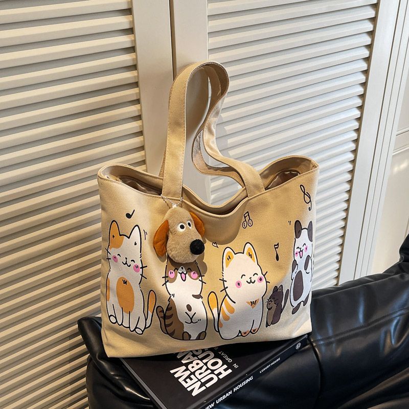 Korean Style 2026 Spring Casual Large Capacity Canvas Shoulder Bag Tote for Women - Image 1