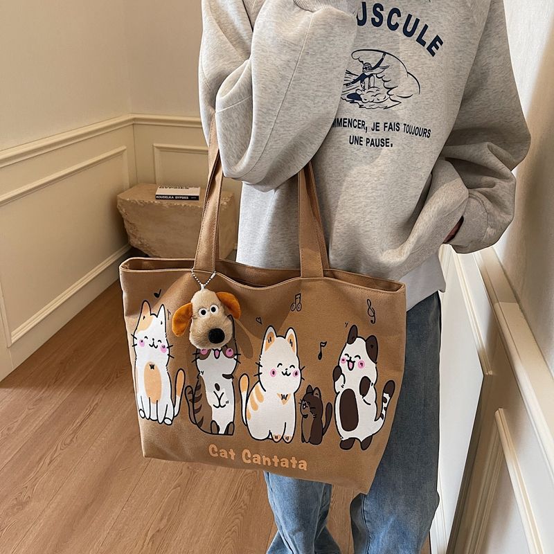 Korean Style 2026 Spring Casual Large Capacity Canvas Shoulder Bag Tote for Women - Image 2