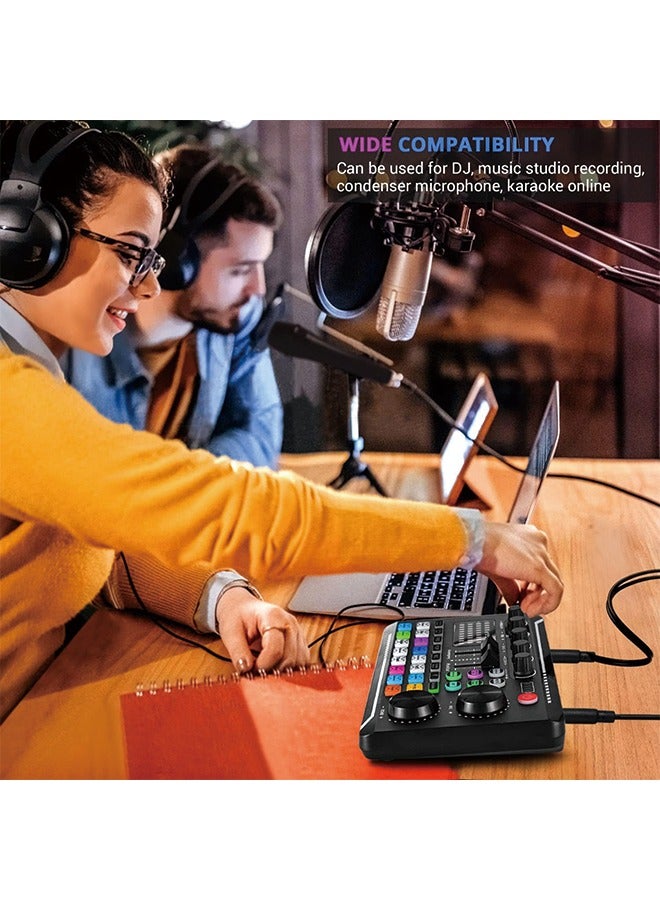 F998 Live Sound Card Audio Mixer, Podcast Audio Interface with DJ Mixer Effects, Voice Changer with Sound Effects for Karaoke Tiktok YouTube Live Streaming Record Gaming - Image 3