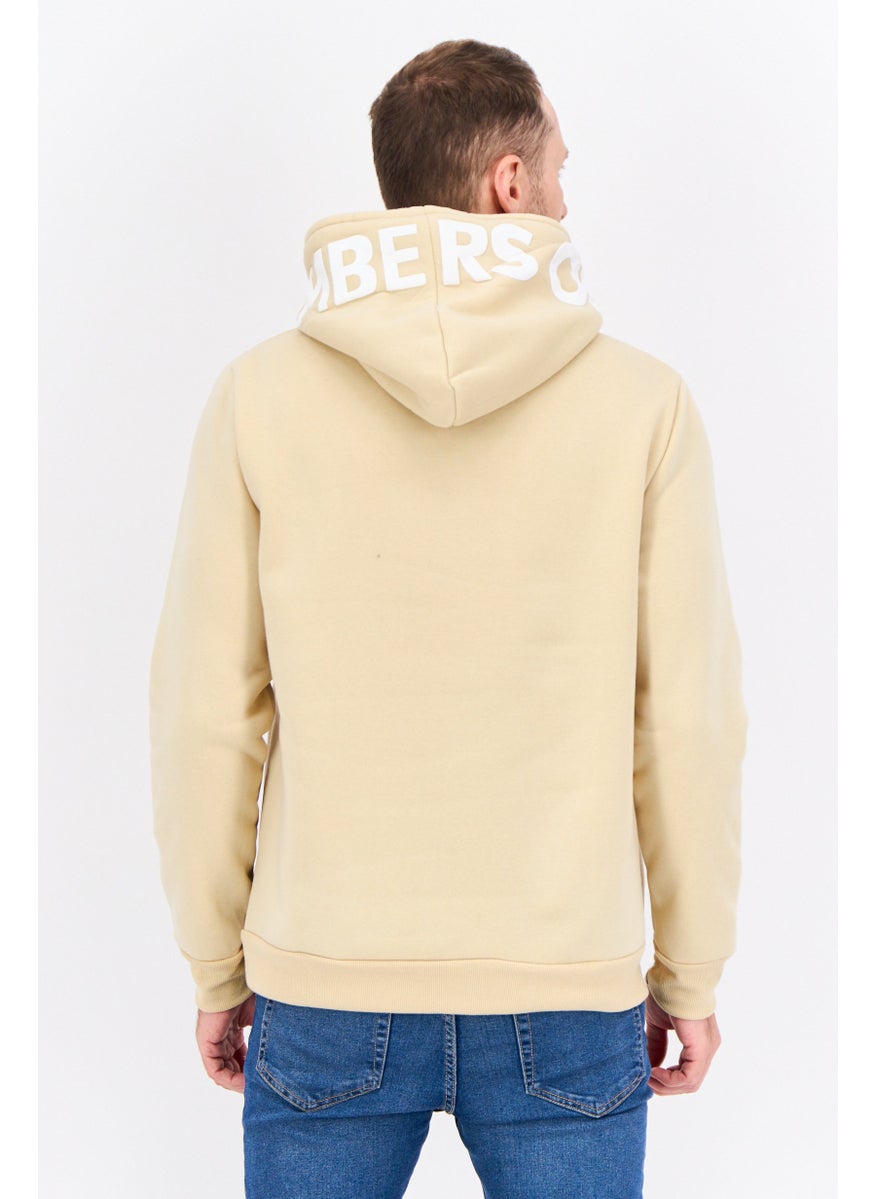 MEMBERS ONLY - Men Hooded Embroidered Long Sleeves Sweatshirt, Beige - Image 1