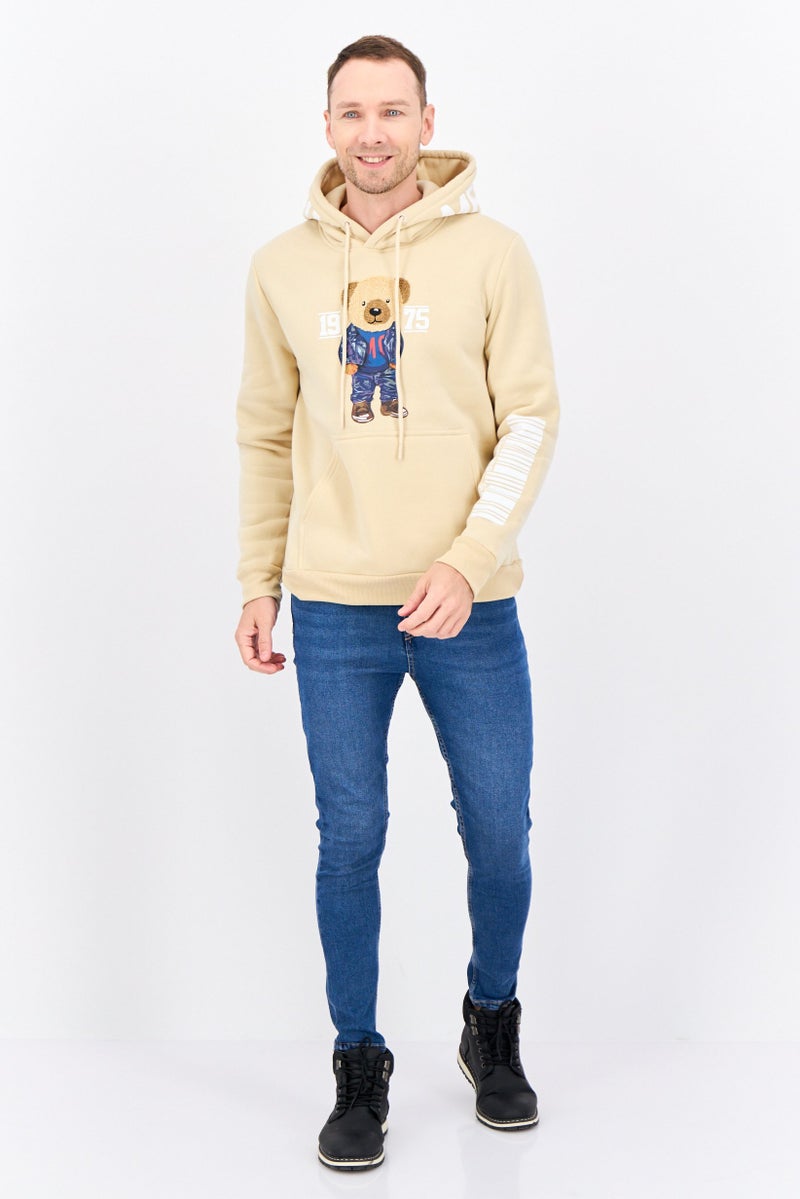 MEMBERS ONLY Men Hooded Embroidered Long Sleeves Sweatshirt, Beige - Image 4