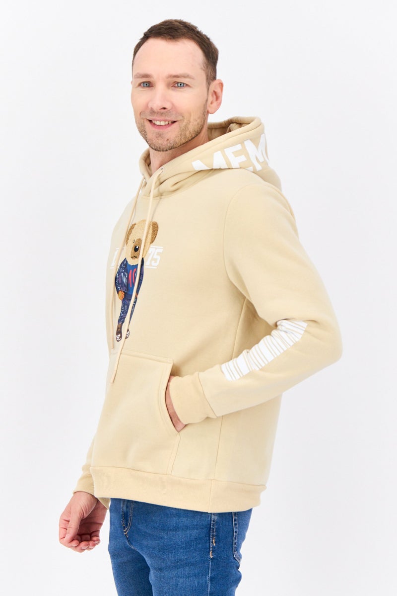 MEMBERS ONLY Men Hooded Embroidered Long Sleeves Sweatshirt, Beige - Image 2