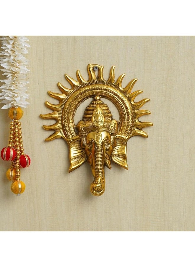 Craftolive Golden Metal Surya Ganesha Wall Hanging | Ganesh Ji Idol | Decorative Showpiece For Home & Pooja Room | Religious Gift | Housewarming | Feng Shui Décor, 21 Cm - Image 1