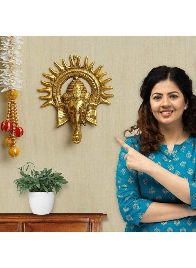 Craftolive Golden Metal Surya Ganesha Wall Hanging | Ganesh Ji Idol | Decorative Showpiece For Home & Pooja Room | Religious Gift | Housewarming | Feng Shui Décor, 21 Cm - Image 4
